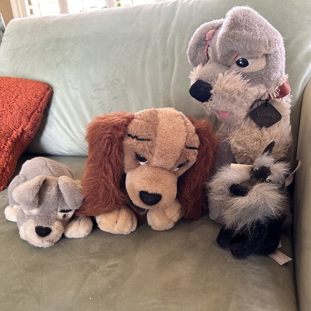4 Disney Plushies From "Lady and the Tramp"